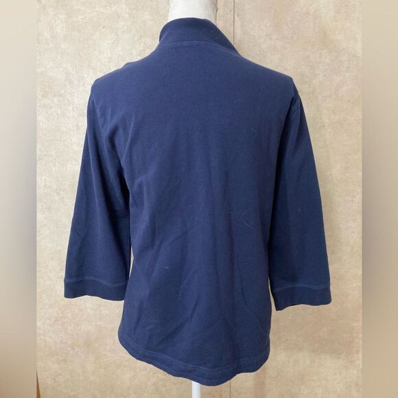 Soma Jacket Women’s XL Blue Floral Terry Cloth 3/4 Sleeve Zip Casual Lightweight - Picture 2 of 7